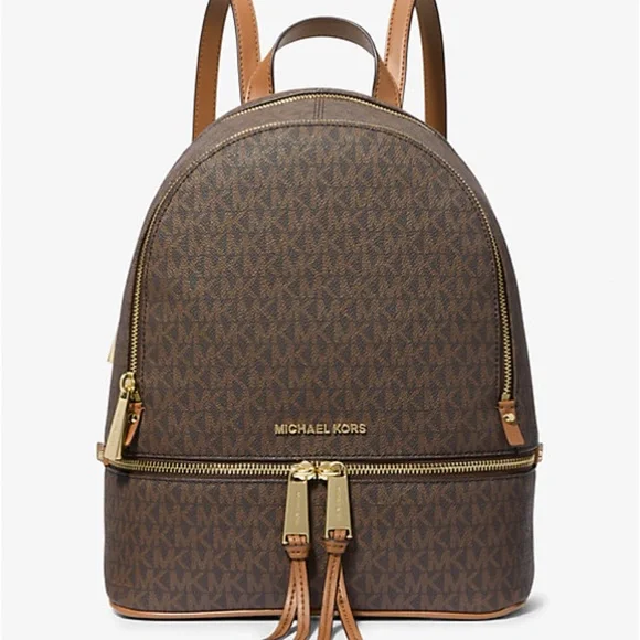 Michael Kors Dark Brown Logo Backpack with Gold Details MileagePlus Merchandise Awards. Michael Kors Sable Large  main image 2